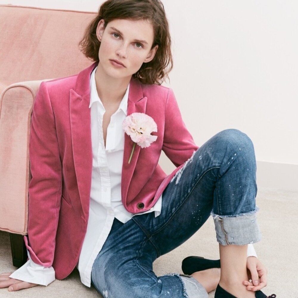 J.Crew Parke Blazer in Dusty Rose Velvet – Size 14